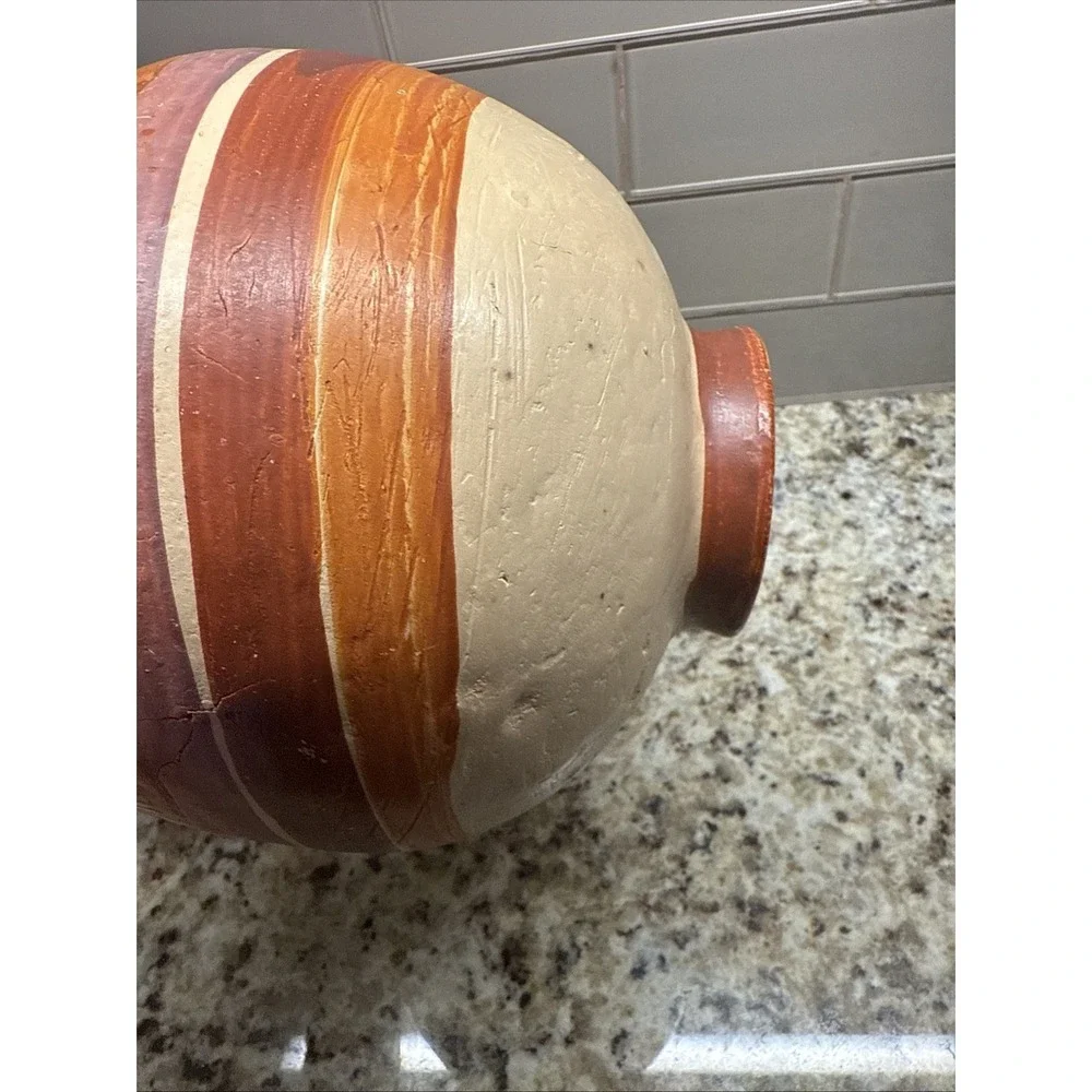 Vintage Tonala Mexican Vase  Jug Water Pitcher Vessel 13 Inches Hand Painted - Picture 7 of 8